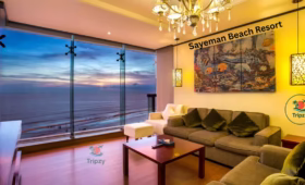 Oceanfront luxury stay at Sayeman Beach Resort with elegant rooms, beachfront infinity pool, and scenic sunset views in Cox’s Bazar, Bangladesh.