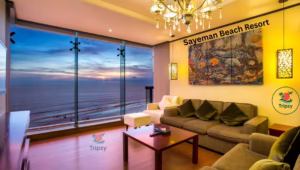 Oceanfront luxury stay at Sayeman Beach Resort with elegant rooms, beachfront infinity pool, and scenic sunset views in Cox’s Bazar, Bangladesh.